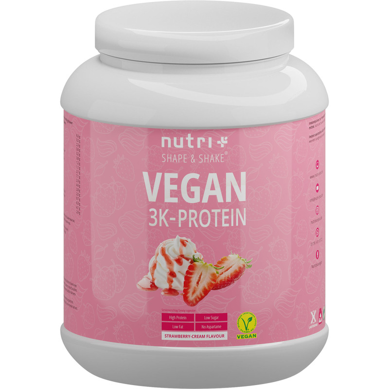 Nutri+ Vegan 3K Proteinpulver - Erdbeere-Sahne