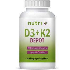 Nutri+ vegane D3-K2 Depot Kapseln (120 Kapseln) - MHD: 22.07.22