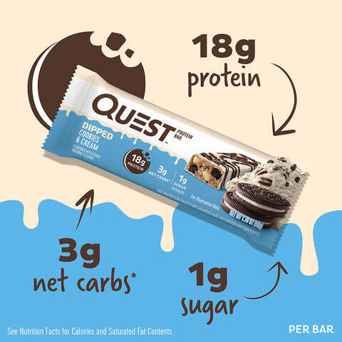 QUEST Dipped Protein Bar Cookies & Cream Details