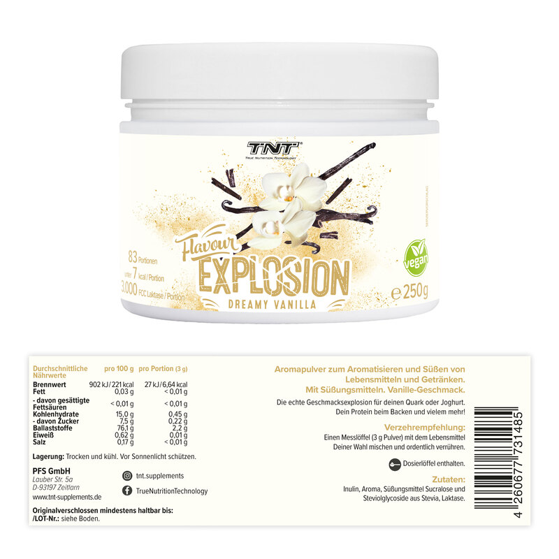 TNT Flavour Explosion - Dreamy Vanilla - Label