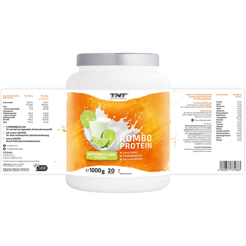 TNT Kombo Protein Buttermilk-Lime Nährwerte