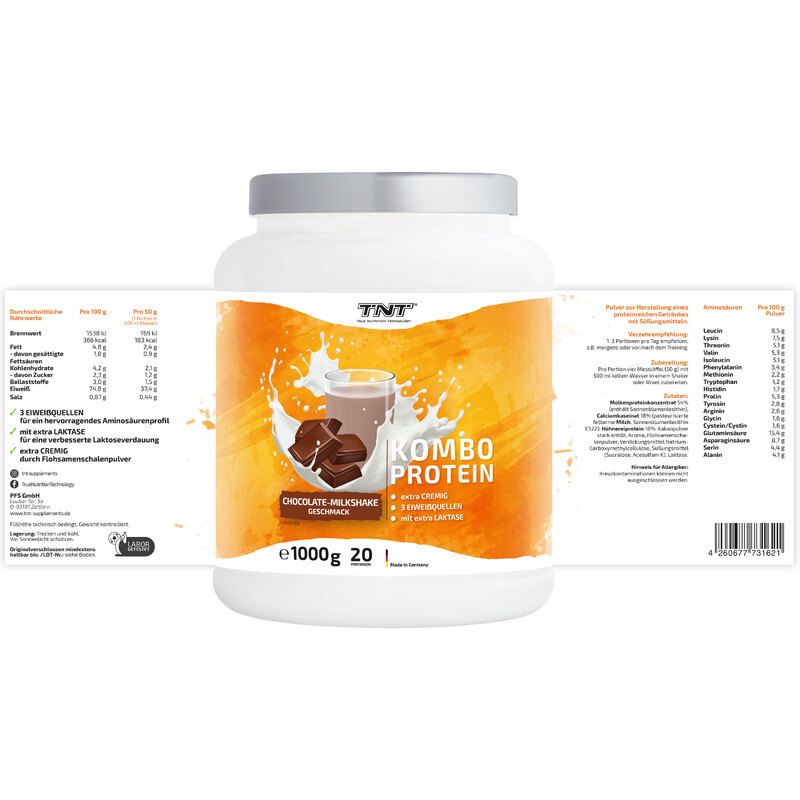 TNT Kombo Protein Chocolate-Milkshake Nährwerte