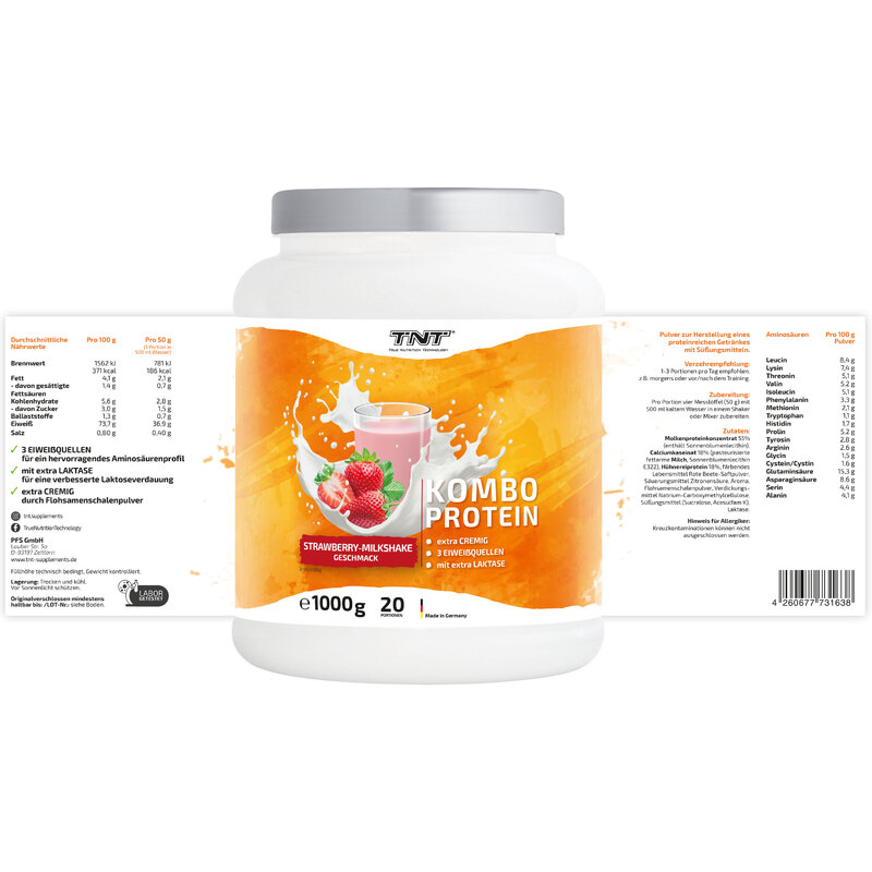 TNT Kombo Protein Strawberry-Milkshake Nährwerte